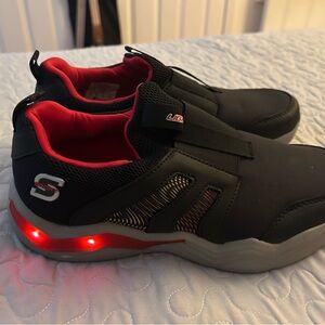 Skechers Kids' Black and Red Light-Up Sneakers